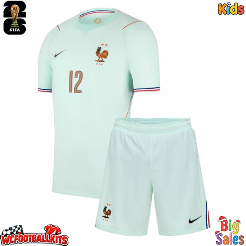 France Randal Kolo Muani #12 Replica Away Stadium Kit for Kids World Cup 2026 Short Sleeve (+ pants)